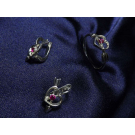 Гарнитур Серебряное Кольцо 15438 / Серебряные Серьги 25438