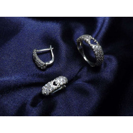 Гарнитур Серебряное Кольцо 15439 / Серебряные Серьги 25439