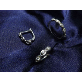 Гарнитур Серебряное Кольцо 15441 / Серебряные Серьги 25441