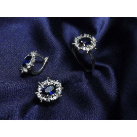 Гарнитур Серебряное Кольцо 15442 / Серебряные Серьги 25442