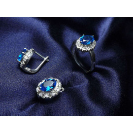 Гарнитур Серебряное Кольцо 15443 / Серебряные Серьги 25443