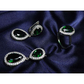 Гарнитур Серебряное Кольцо 15446 / Серебряные Серьги 25446