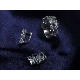 Гарнитур Серебряное Кольцо 15448 / Серебряные Серьги 25448