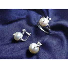 Гарнитур Серебряное Кольцо 15460 / Серебряные Серьги 25460