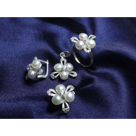 Гарнитур Серебряное Кольцо 15461 / Серебряные Серьги 25461 / Серебряный Подвес 35461